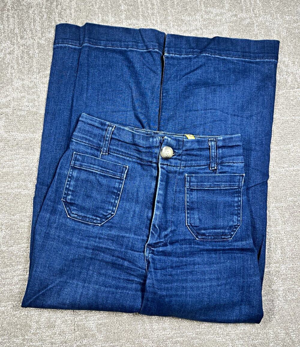 Maeve Womens Colette Dark Wash Blue High Rise Wide Leg Jeans Pockets Sz 25